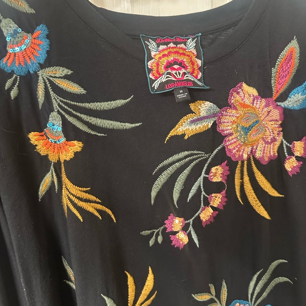 Johnny Was Embroidered Floral Long-Sleeve Top - Black and floral - Picture 8 of 11